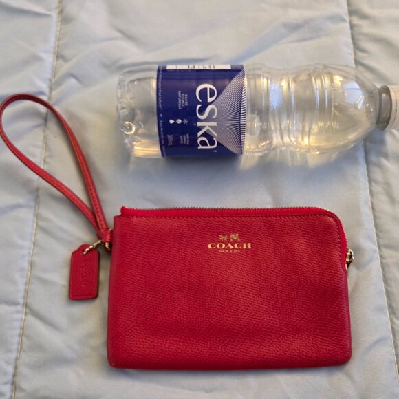 Women's Red Leather Coach Wallet-Pouch - Picture 2 of 5